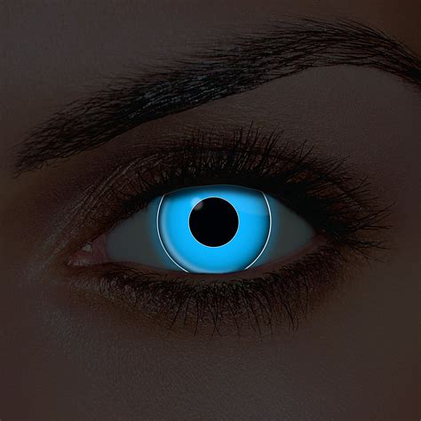 glowing blue contact lenses