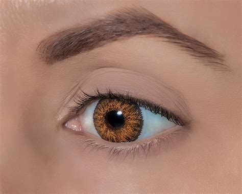 honey contact lenses on dark brown eyes